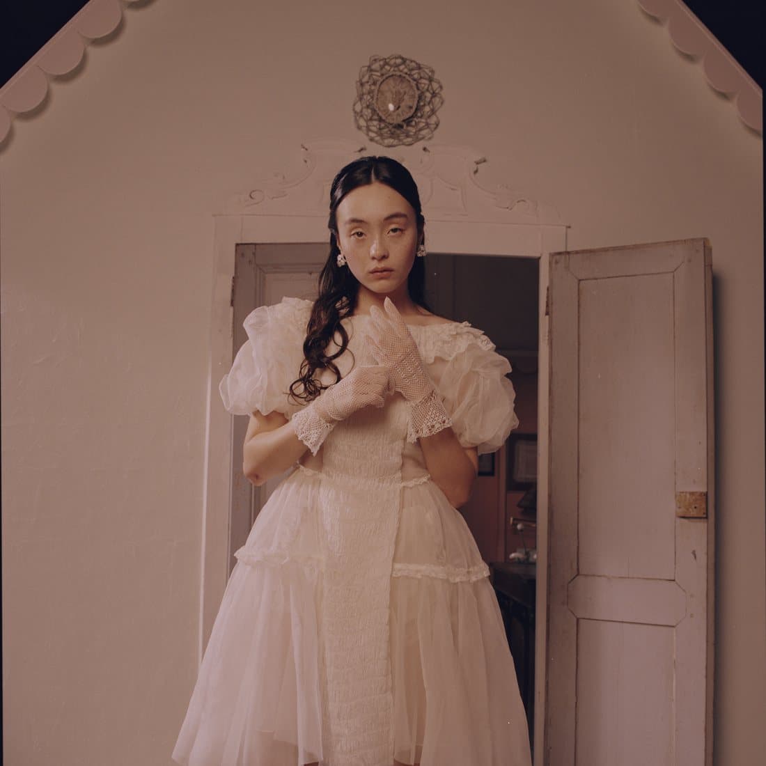 Tulle in an attic doorway